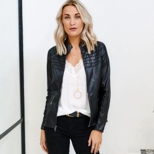 Spanx Faux Leather Moto Jacket Sz Large